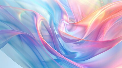 Soft pastel blue background featuring a closeup of a beautiful abstract geometric shape in rainbow hues, creating a serene and vibrant visual