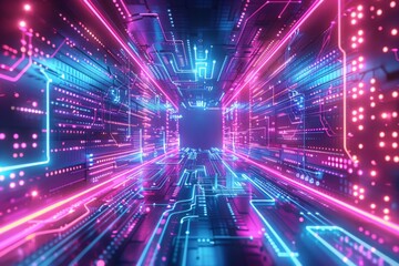 Obraz premium Cyber Security Data Transfer illustration created with Generative AI