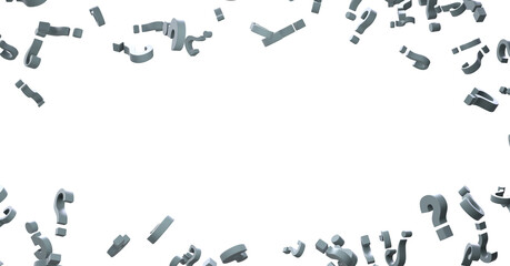 Infinite question marks, original 3d rendering