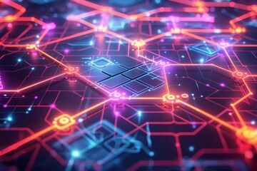 Obraz premium Cyber Security Data Transfer illustration created with Generative AI