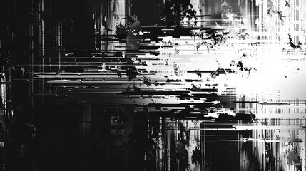 Fototapeta premium Digital glitch background texture in black and white