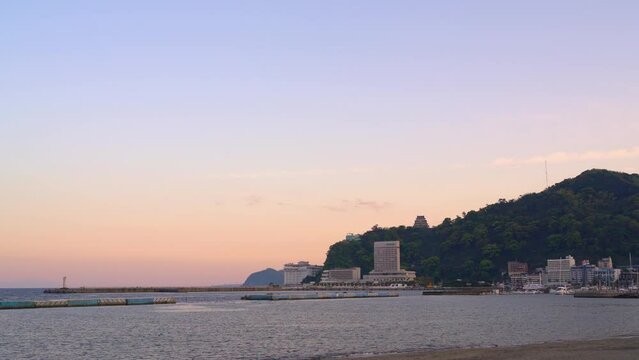 Sunset of Atami Sun Beach in Shizuoka, Japan