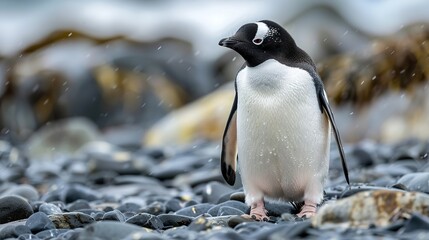 Obraz premium Superb Cute penguins standing next to each other and showing affection