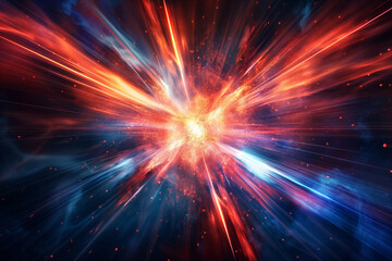 A vibrant explosion of colors and light, depicting an intense and dynamic cosmic event in deep space.