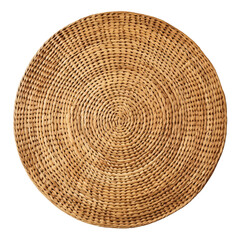 Naklejka premium circular rattan mat top view isolated on white