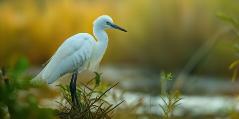 Egret or Heron birds at river, beauty nature