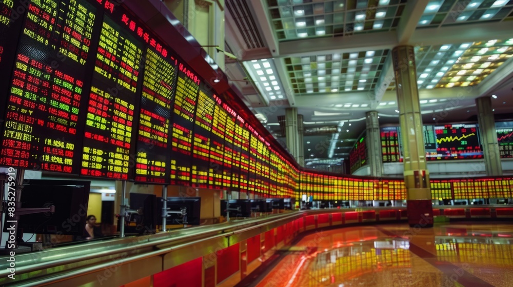 Poster a vast array of numbers displayed prominently in a building, creating a striking visual impact.