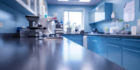 Naklejka premium Vet clinic interior and healthcare for pets, creative background. Taking care of dogs, cats and other pets in professional veterinary center.