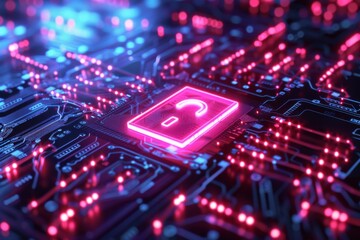 Fototapeta premium Cyber Security Data Transfer illustration created with Generative AI