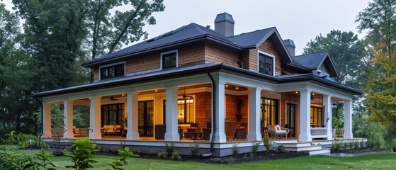 New luxury home with large porch