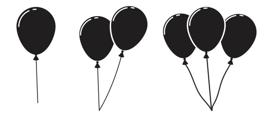 Bunch of party balloons decoration balloon vector icons.Birthday celebration event symbols. Simple flat vector icon.
