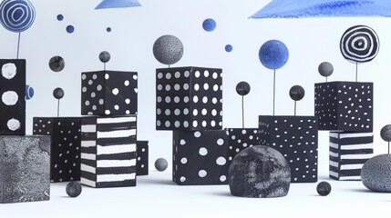 Obraz premium Design a flat minimalstyle 3D illustration of trendy cubes with intricate yet simple details