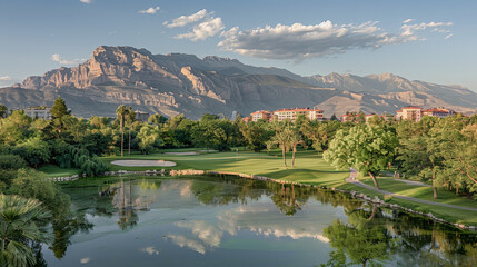 Unusually Spectacular Cliffside Golf Course Unique Landscape with Stunning Ocean Views and Dramatic Rock Formations in the Background Wallpaper Digital Art Poster Brainstorming Map Magazine Background