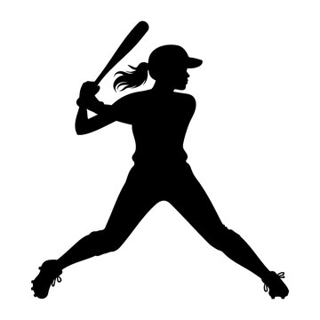 recommend clip art: Female Baseball player batter silhouette. vector illustration