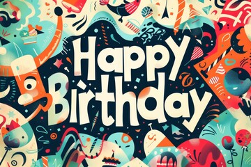Obraz premium illustration with text to commemorate happy birthday