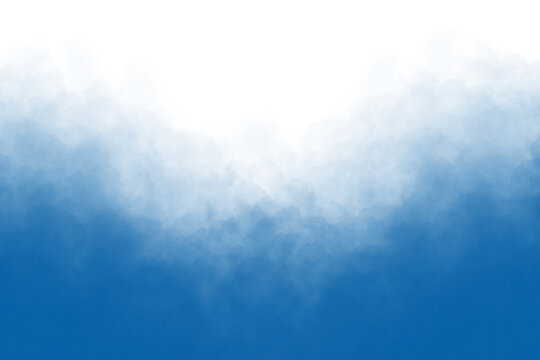 Blue smoke or fog rising on transparent background. creative graphic design element
