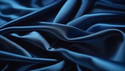 Obraz premium Dark blue draped shining satin as a background. 