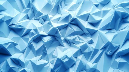 Fototapeta premium Abstract blue low-poly surface with sharp geometric facets and angles, creating a modern, futuristic three-dimensional texture.