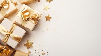 Christmas and New Year holidays concept, flat lay and copy space, generative ai