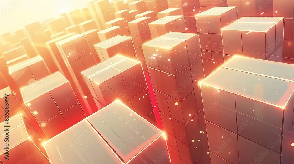 Fototapete soft colored abstract background featuring a 3d cube, illustrating modern technological trends with 