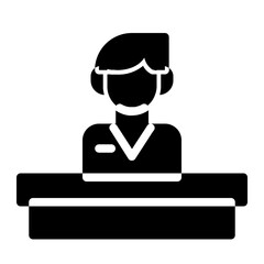 male receptionist glyph icon style