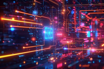 Fototapeta premium Cyber Security Data Transfer illustration created with Generative AI