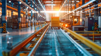 Fototapeta premium Automated storage and retrieval system in a high-tech warehouse