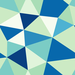 Abstract background with geometric mosaic shapes. Large triangles size. Repeatable pattern. Creative vector tiles. Subtle Green Harmony Palette. Seamless vector illustration.