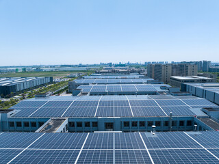 view of solar power panels on roof terrace