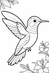 Obraz premium Humingbird Kids coloring page, coloring book style black and white line art