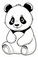 Obraz premium Panda Kids coloring page, coloring book style black and white line art
