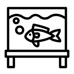 fish in a big aquarium line icon style