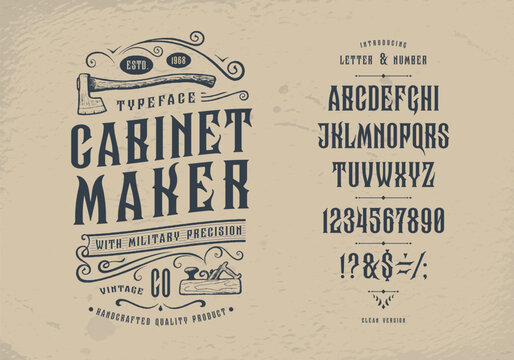 Font Cabinet Maker. Vintage typeface design