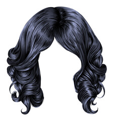  trendy woman long hairs
brunette  black colors .  beauty fashion . 
 realistic  graphic 3d