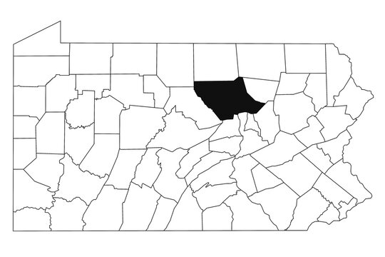 Map of  lycoming County in Pennsylvania state on white background. single County map highlighted by black colour on Pennsylvania map. UNITED STATES, US