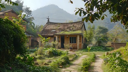 Fototapeta premium a village look of an old house of a village