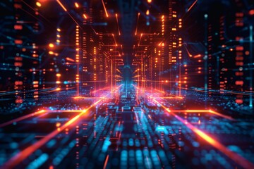 Fototapeta premium Cyber Security Data Transfer illustration created with Generative AI