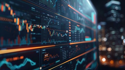 Fototapeta premium A wall displaying numerous graphs and charts, showcasing data and trends in a structured manner.