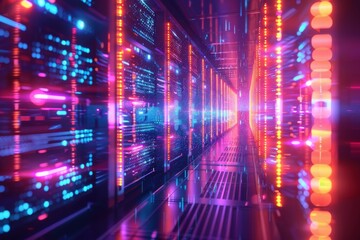Obraz premium Cyber Security Data Transfer illustration created with Generative AI