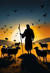Jesus christ the shepherd and his sheep