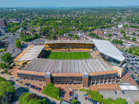 Wolverhampton, United Kingdom. Molineux Stadium home of Wolverhampton Wanderers, Aerial Image. 26th May 2023.