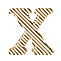 White symbol with gold diagonal ultra thin straps. letter x