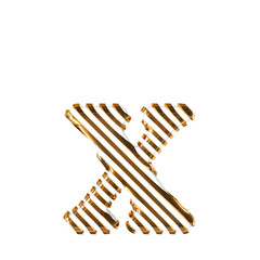 White symbol with gold diagonal ultra thin straps. letter x