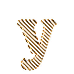 White symbol with gold diagonal ultra thin straps. letter y