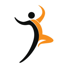 Human jump logo icon, physiotherapy logo vector art illustration