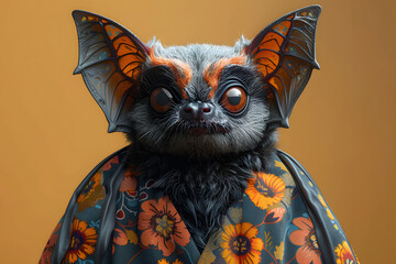 Cute Bat in Kimono Illustration