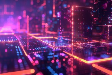 Obraz premium Cyber Security Data Transfer illustration created with Generative AI