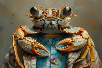 Fashionable Crab in Trendy Outfit Illustration