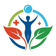 Human think health, spirit and success logo design vector art illustration