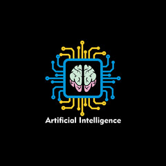 artificial intelligence chip technology vector design sign symbol